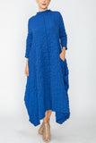 Blue Long Sleeve Bubble Check Dress