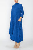 Blue Long Sleeve Bubble Check Dress