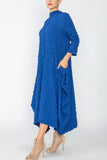Blue Long Sleeve Bubble Check Dress