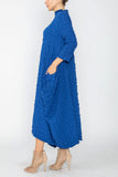 Blue Long Sleeve Bubble Check Dress