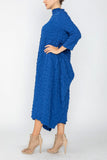 Blue Long Sleeve Bubble Check Dress