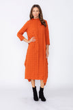 Brick Long Sleeve Bubble Check Dress