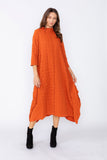 Brick Long Sleeve Bubble Check Dress