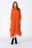 Brick Long Sleeve Bubble Check Dress