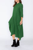 Hunter Green Long Sleeve Bubble Check Dress