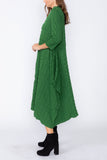 Hunter Green Long Sleeve Bubble Check Dress