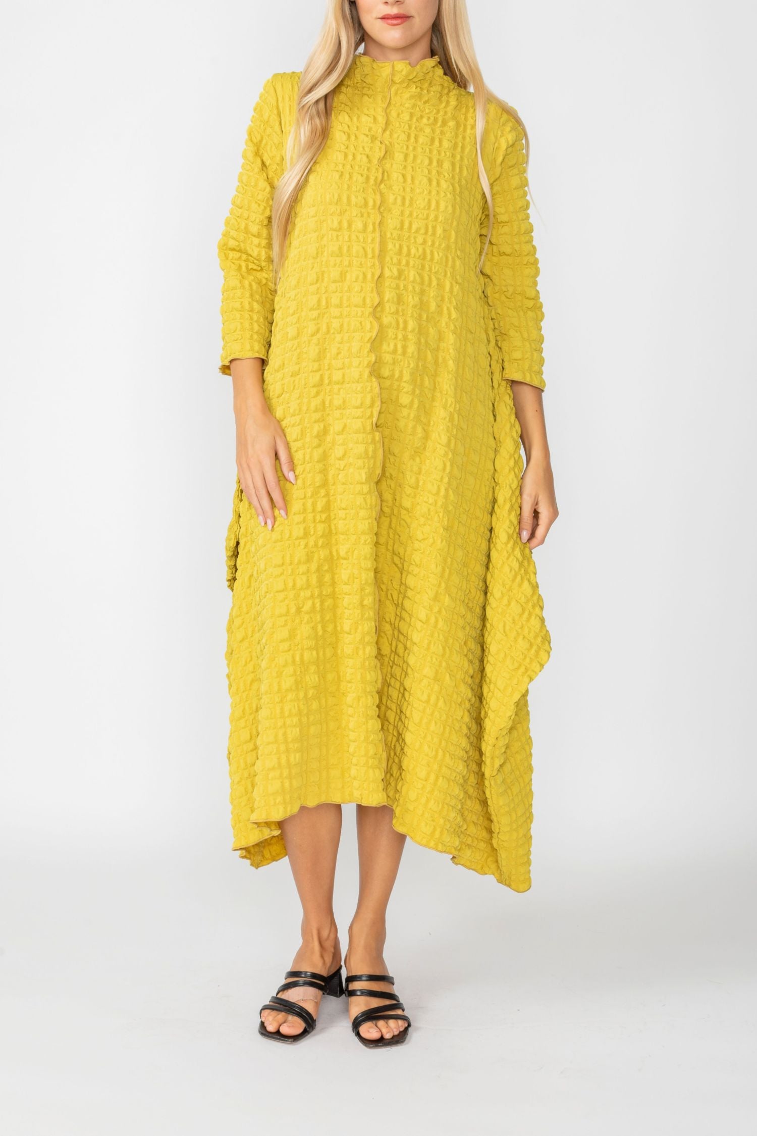 Mustard Long Sleeve Bubble Check Dress Mustard / Small Mustard Long Sleeve Bubble Check Dress Mustard / Small