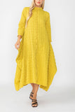 Mustard Long Sleeve Bubble Check Dress