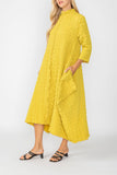 Mustard Long Sleeve Bubble Check Dress