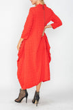 Red Long Sleeve Bubble Check Dress