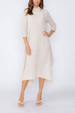 Sand Long Sleeve Bubble Check Dress