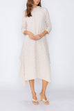 Sand Long Sleeve Bubble Check Dress