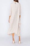 Sand Long Sleeve Bubble Check Dress