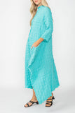 Turquoise Long Sleeve Bubble Check Dress