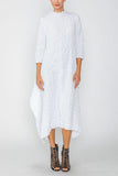 White Long Sleeve Bubble Check Dress