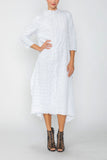 White Long Sleeve Bubble Check Dress