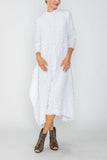 White Long Sleeve Bubble Check Dress