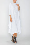 White Long Sleeve Bubble Check Dress