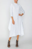 White Long Sleeve Bubble Check Dress