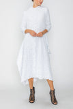 White Long Sleeve Bubble Check Dress