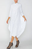White Long Sleeve Bubble Check Dress