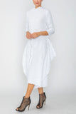 White Long Sleeve Bubble Check Dress