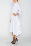 White Long Sleeve Bubble Check Dress