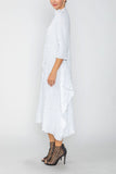 White Long Sleeve Bubble Check Dress