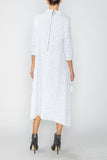 White Long Sleeve Bubble Check Dress