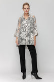 Cream Wire Collar Blouse W/ Black Detail