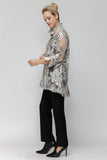 Cream Wire Collar Blouse W/ Black Detail