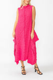 Fuchsia Sleeveless High Neck Textured Dress