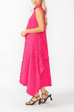 Fuchsia Sleeveless High Neck Textured Dress