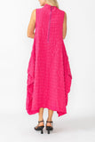 Fuchsia Sleeveless High Neck Textured Dress