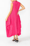 Fuchsia Sleeveless High Neck Textured Dress