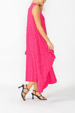 Fuchsia Sleeveless High Neck Textured Dress