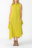 Lime Sleeveless High Neck Textured Dress