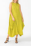 Lime Sleeveless High Neck Textured Dress