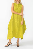 Lime Sleeveless High Neck Textured Dress