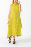 Lime Sleeveless High Neck Textured Dress