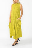 Lime Sleeveless High Neck Textured Dress