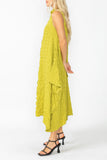 Lime Sleeveless High Neck Textured Dress