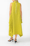 Lime Sleeveless High Neck Textured Dress