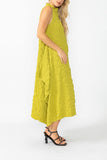 Lime Sleeveless High Neck Textured Dress