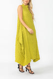 Lime Sleeveless High Neck Textured Dress