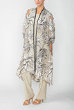 Cream Long Duster W/ Floral Pattern