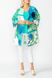 Turquoise Floral Print Long Jacket