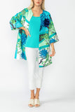 Turquoise Floral Print Long Jacket