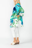 Turquoise Floral Print Long Jacket