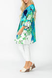 Turquoise Floral Print Long Jacket